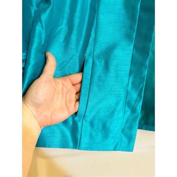 Dressbarn Women’s Size Large Turquoise Open Front Blazer Business Casual GUC - Picture 4 of 13